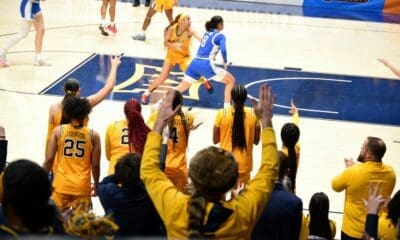 WVU fans at NCAA Tournament game at Hope Coliseum
