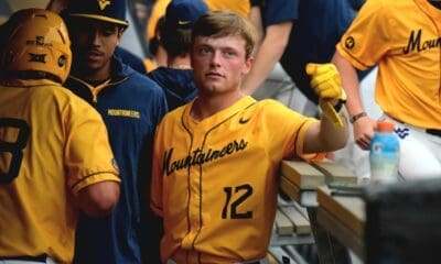 WVU Baseball Brodie Kresser celebrating