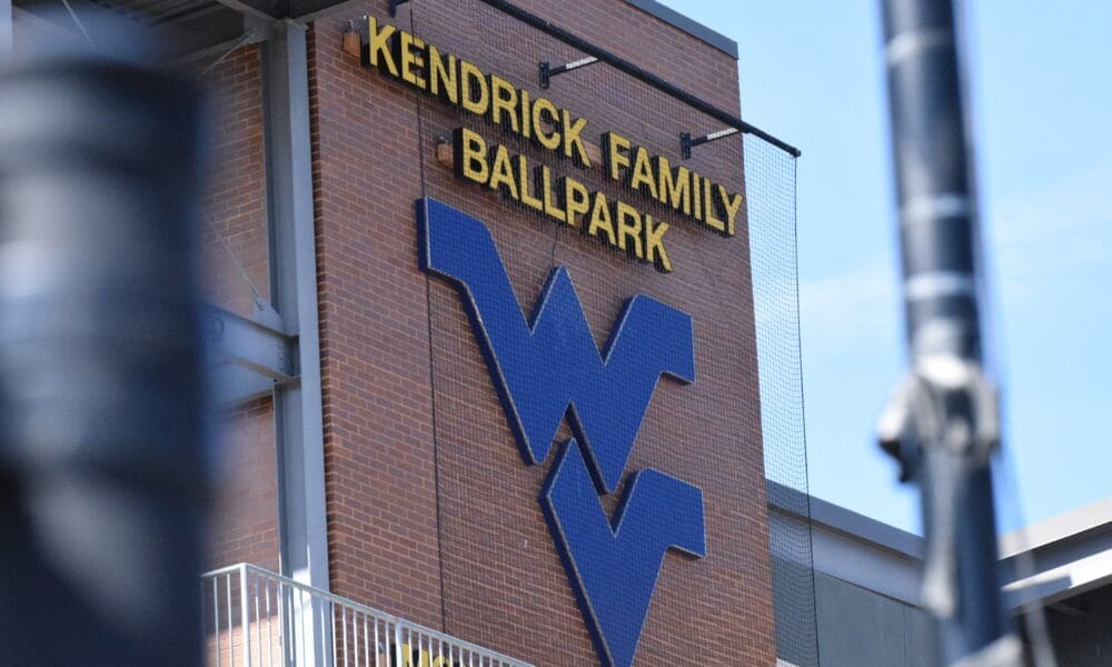 WVU logo on wall at Kendrick Family Ballpark