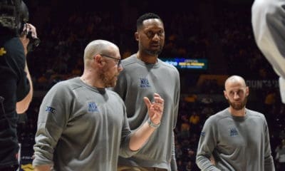 WVU Basketball director of recruiting Jay Kuntz and assistant coaches DerMarr Johnson and Alex Ruff