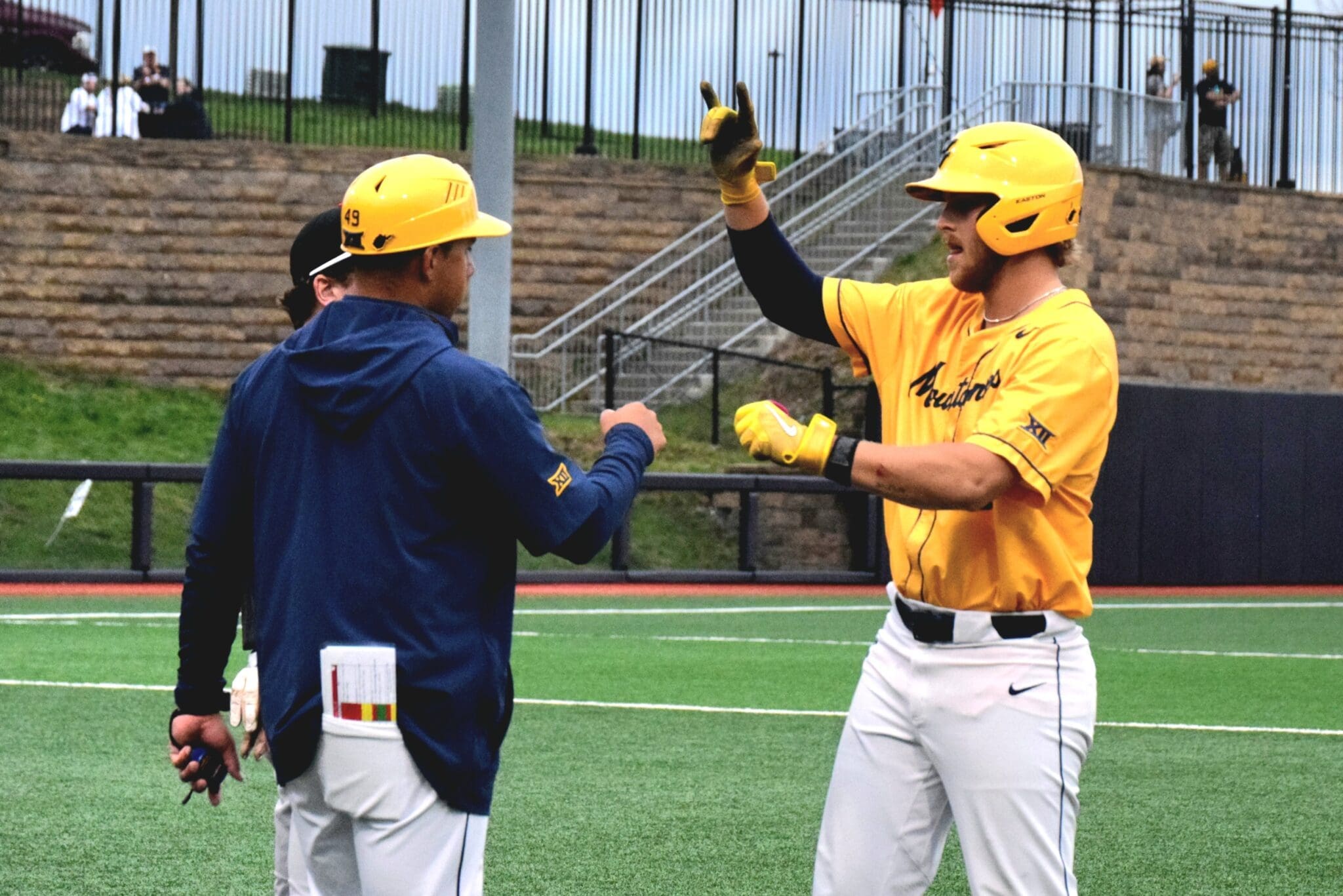 WVU Baseball Grant Hussey celebrating