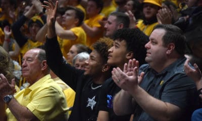 Miles McBride with WVU fans