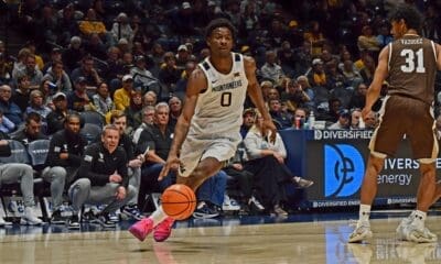 WVU Basketball Brenen Lorient against Lehigh