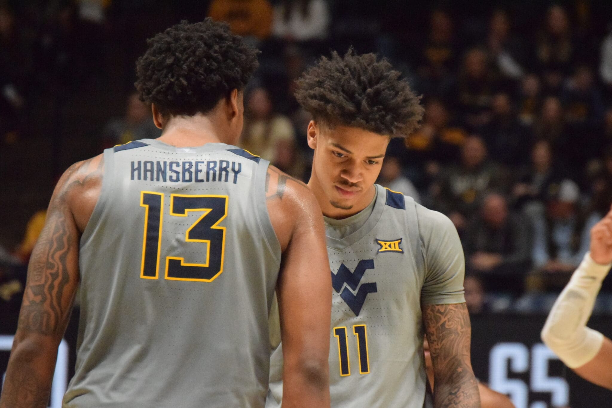 WVU Men's Basketball Jonathan Powell and Amani Hansberry