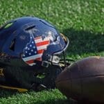 WVU Football US Flag Helmet stock