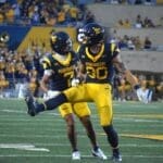 WVU Football TE Grayson Barnes and WR Jarod Bowie