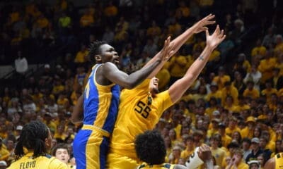WVU Basketball big Harlan Obioha in Backyard Brawl against Pitt