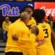 WVU Basketball huddle