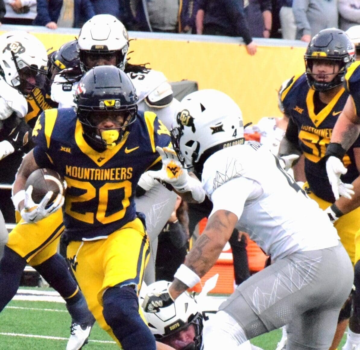 WVU Football RB Diore Hubbard against Colorado