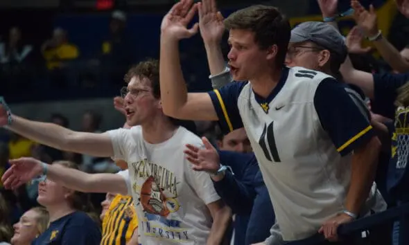 WVU basketball fans at 2026 Women's NCAA Tournament game at Hope Coliseum