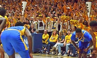 WVU Basketball Fans in Crowd for Backyard Brawl