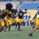 WVU Football Jaylen Henderson throwing to Rodney Gallagher