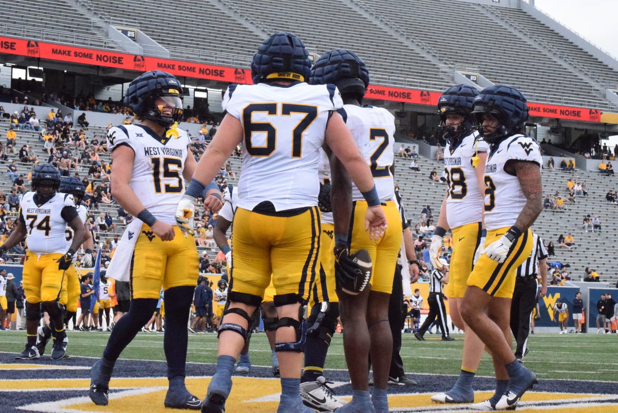 WVU Football offense with OL Landen Livingston