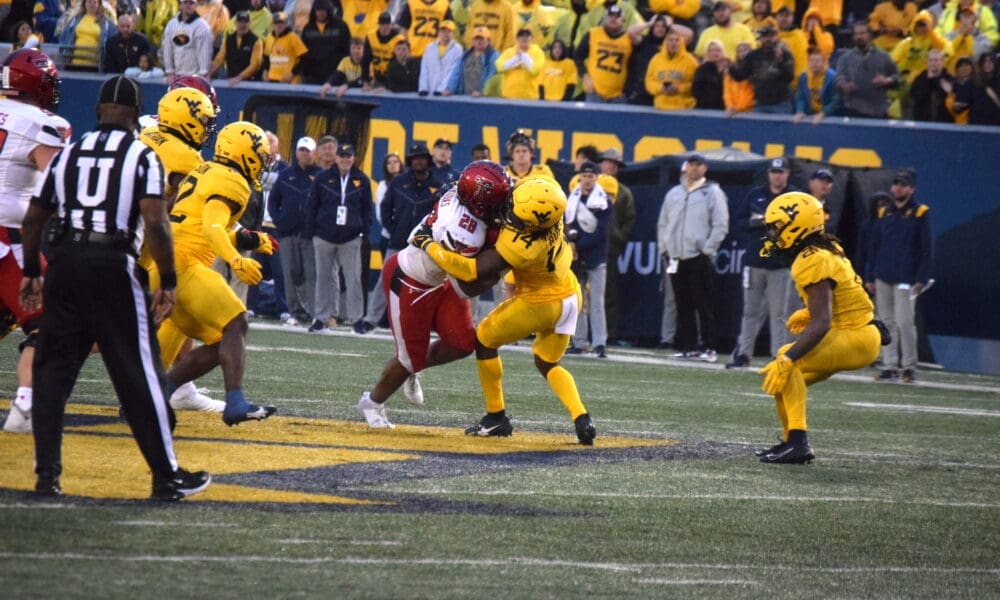 WVU Football defense tackling against Texas Tech