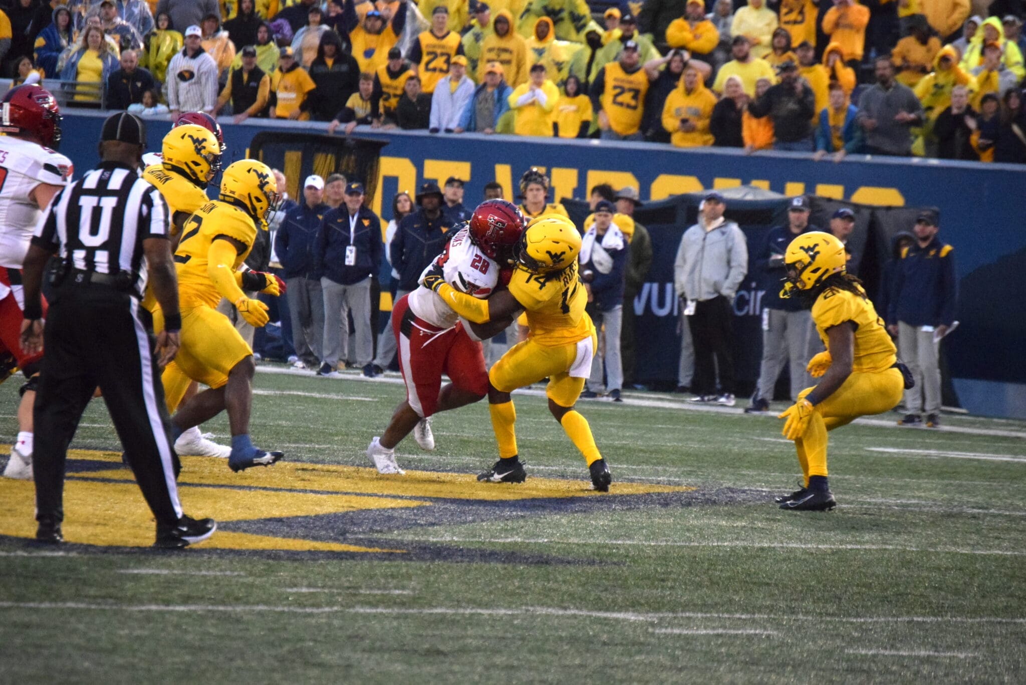 WVU Football defense tackling against Texas Tech