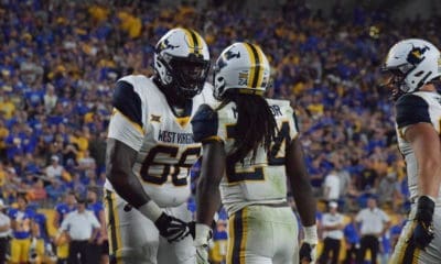 WVU Football OL Ja’Quay Hubbard and Tony Mathis