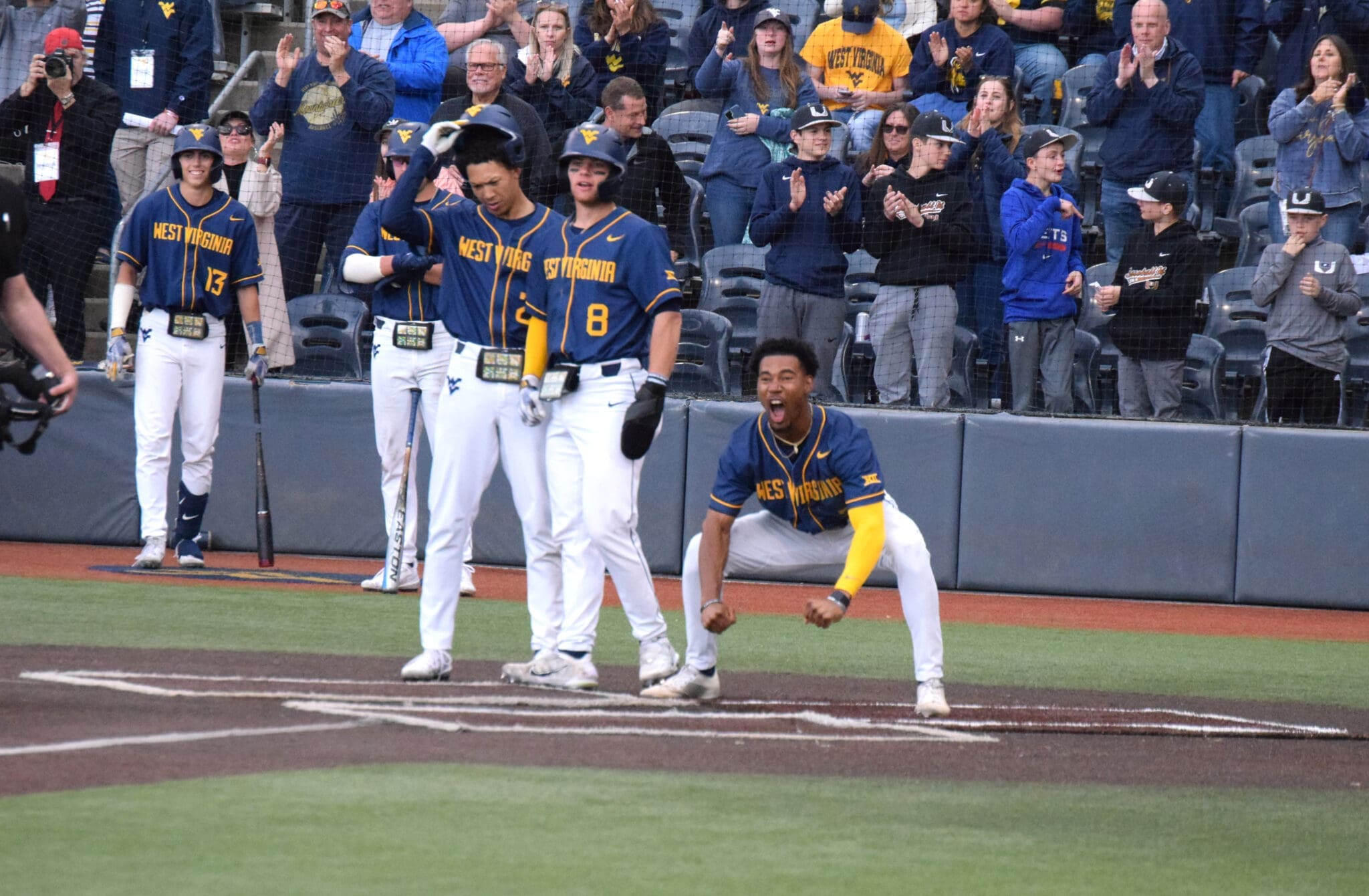 WVU Baseball Tevin Tucker celebrating