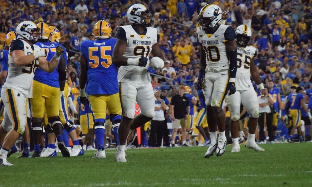 WVU Football DL Sean Martin and LB Jared Bartlett at Backyard Brawl