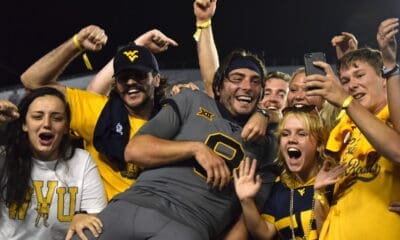 WVU Football QB Nicco Marchiol with fans