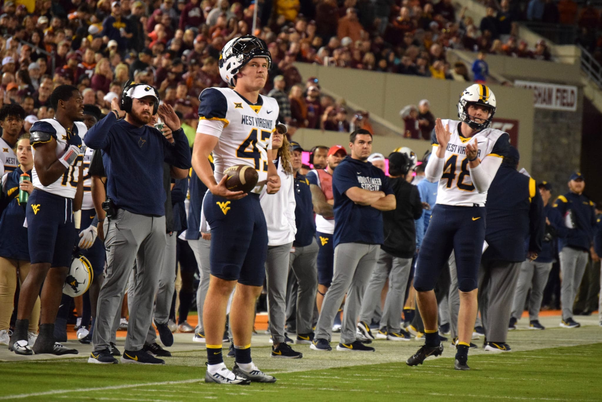 WVU kicker Casey Legg and long snapper Austin Brinkman