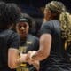 WVU Women's Basketball huddle