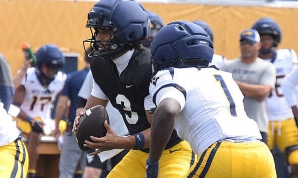 WVU Football QB Michael Hawkins Jr. during scrimmage