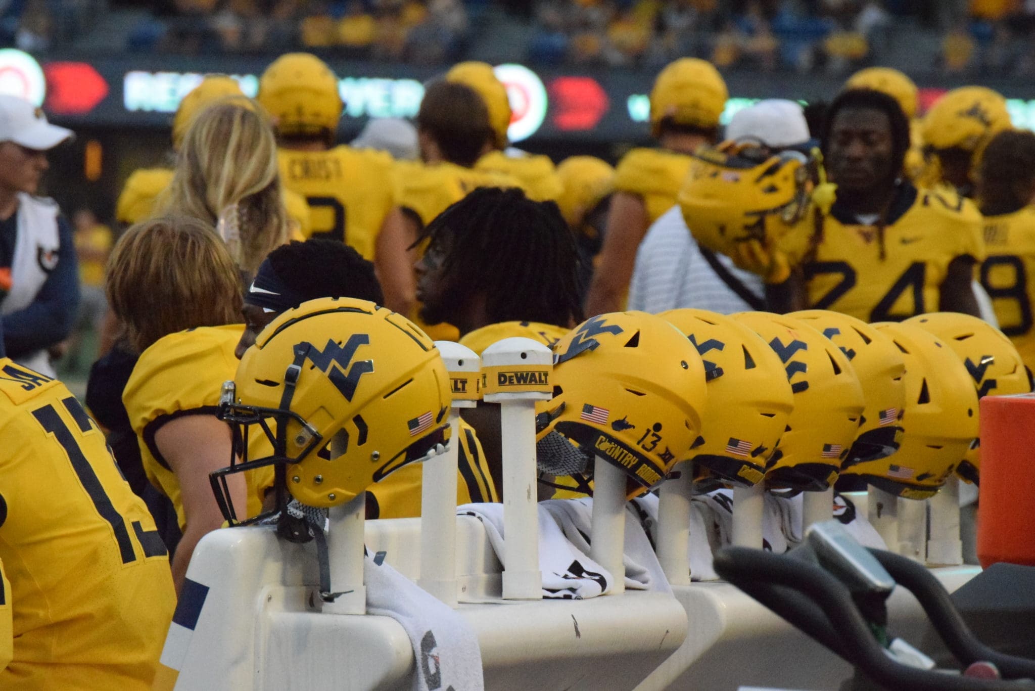 WVU Football Gold Helmets