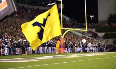 WVU Football Flying WV flag at WVU