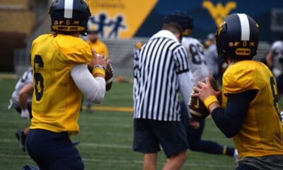 WVU Football quarterbacks Garrett Greene and Nicco Marchiol