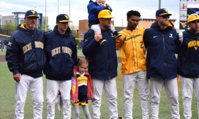 Steve Sabins with WVU Baseball team