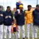 Steve Sabins with WVU Baseball team