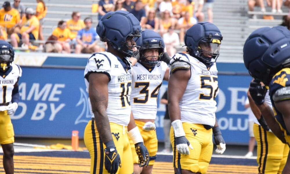 WVU Football Darius Morant lines up during scrimmage