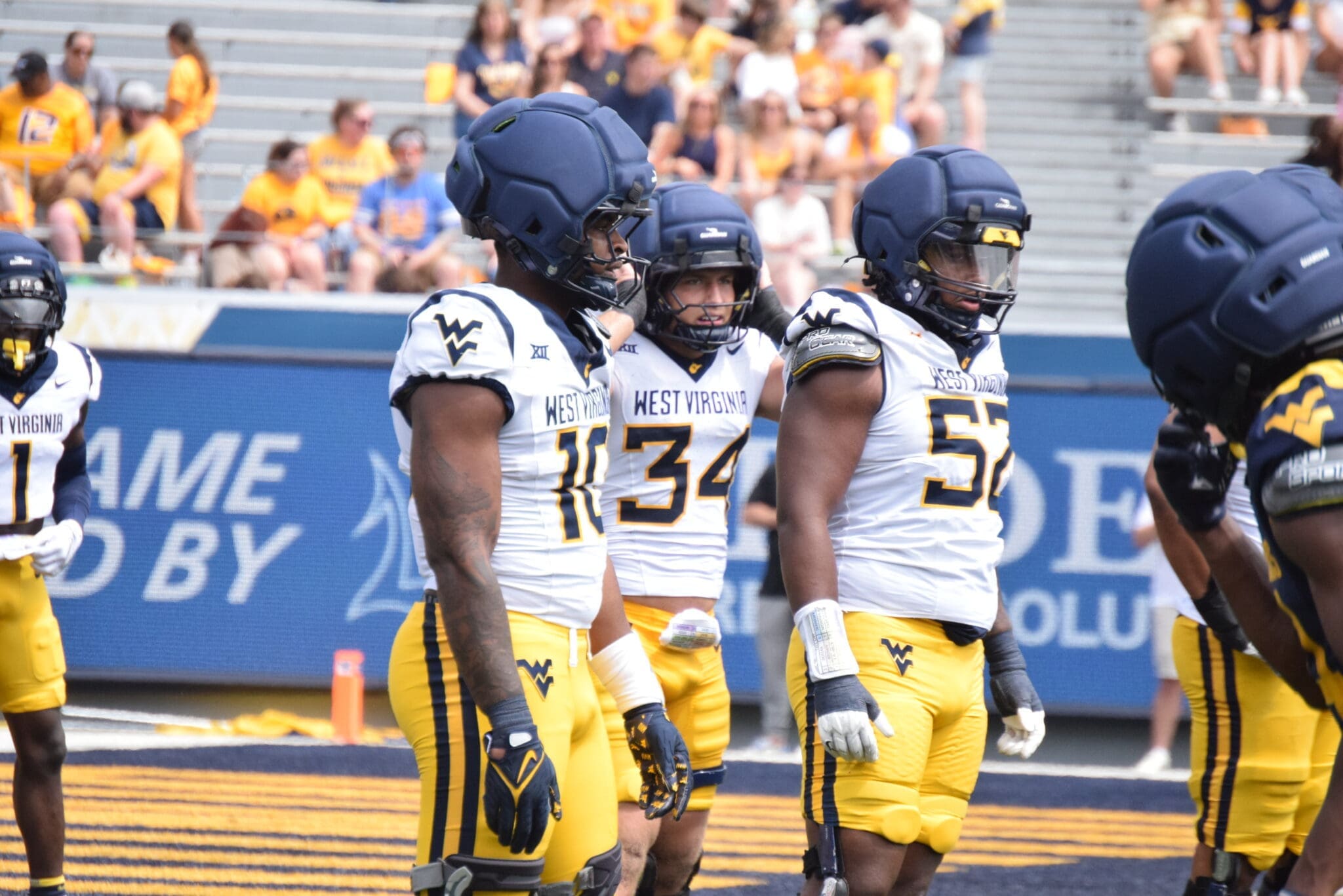 WVU Football Darius Morant lines up during scrimmage