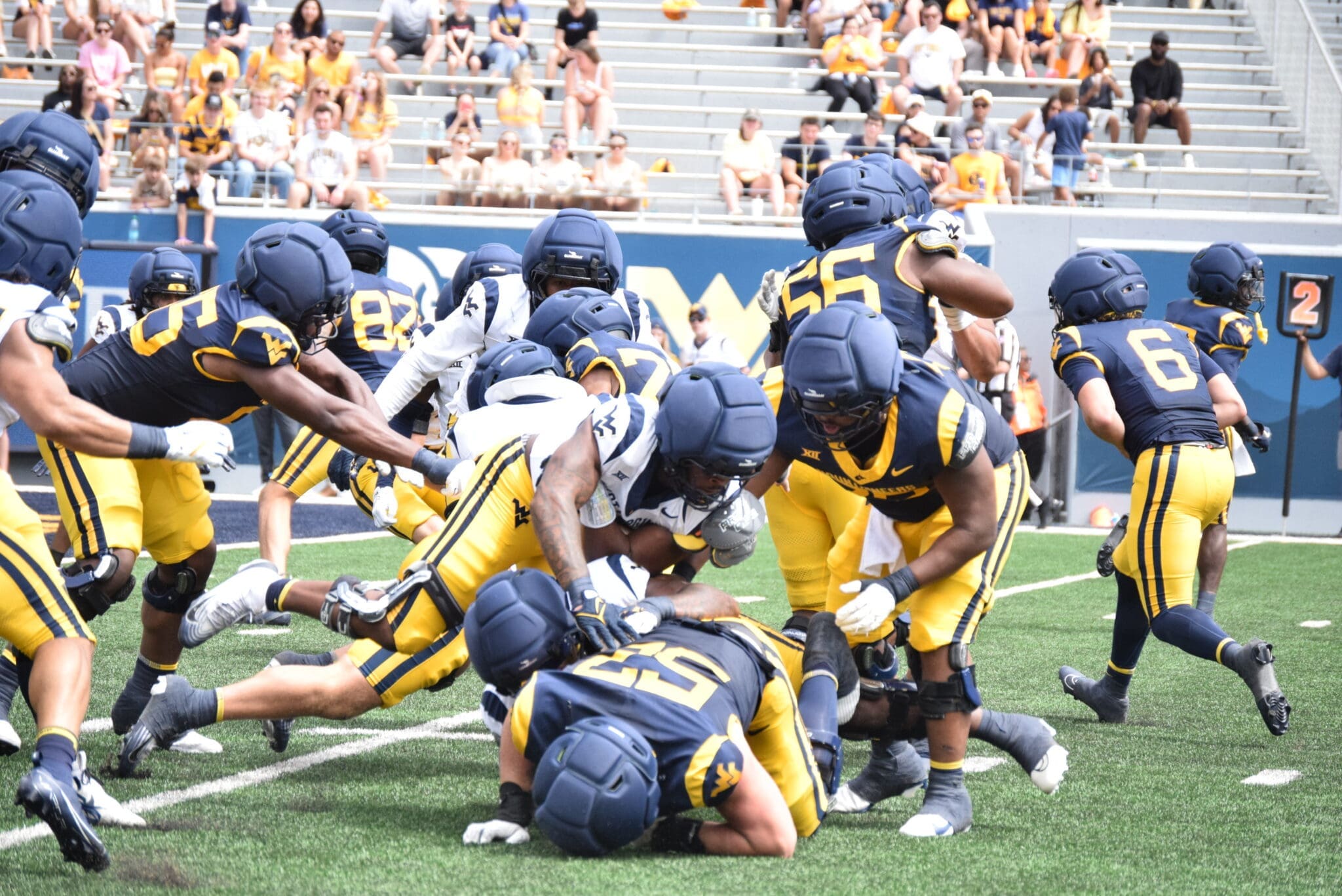 WVU Football in scrimmage