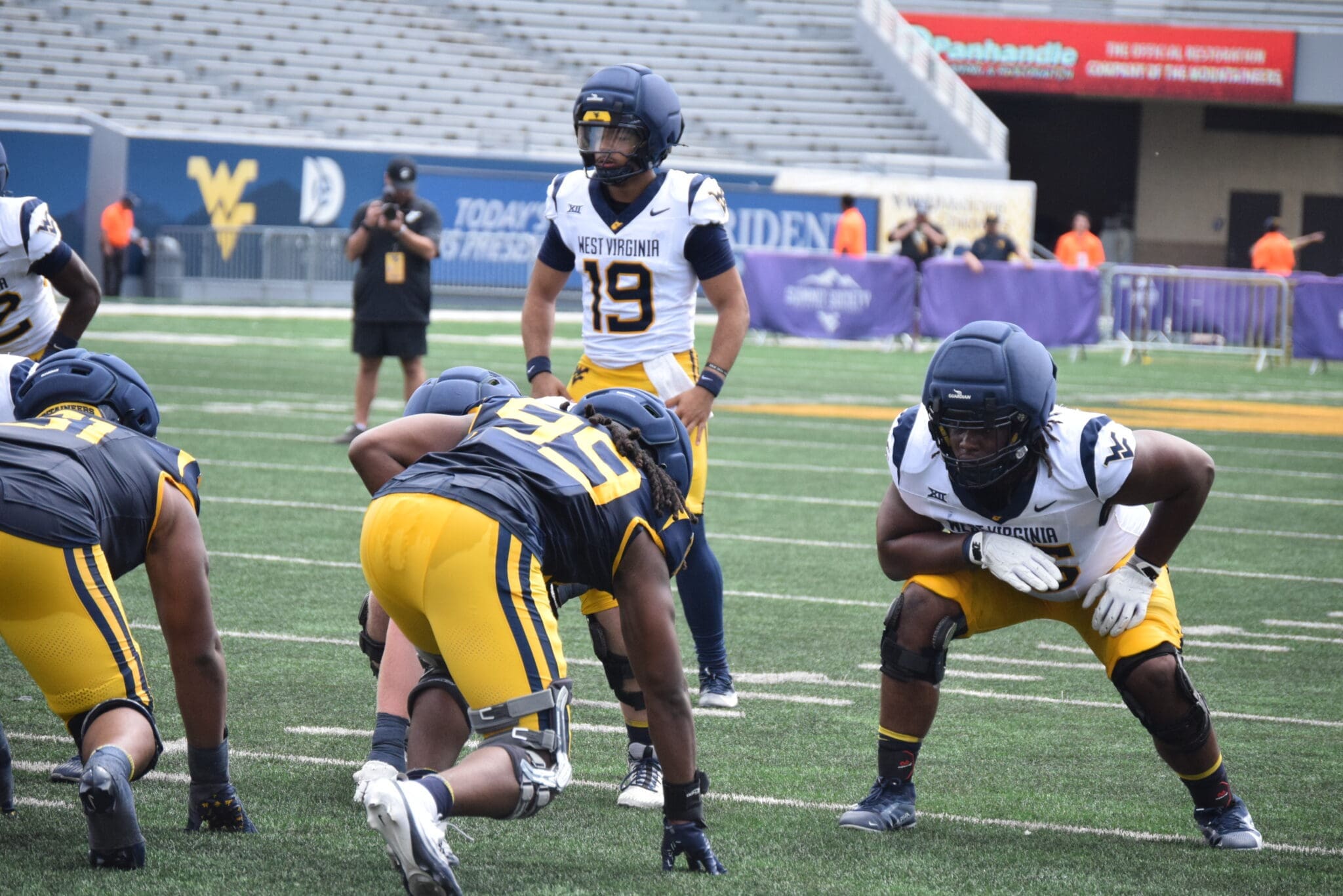 WVU Football QB Max Anderson during scrimmage