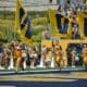 WVU football flags in end zone