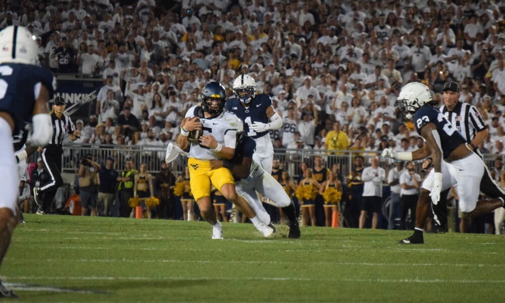 WVU Football QB Garrett Greene tackled against Penn State