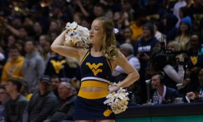 WVU Basketball cheerleader stock