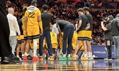 West Virginia Men's Basketball Timeout STOCK