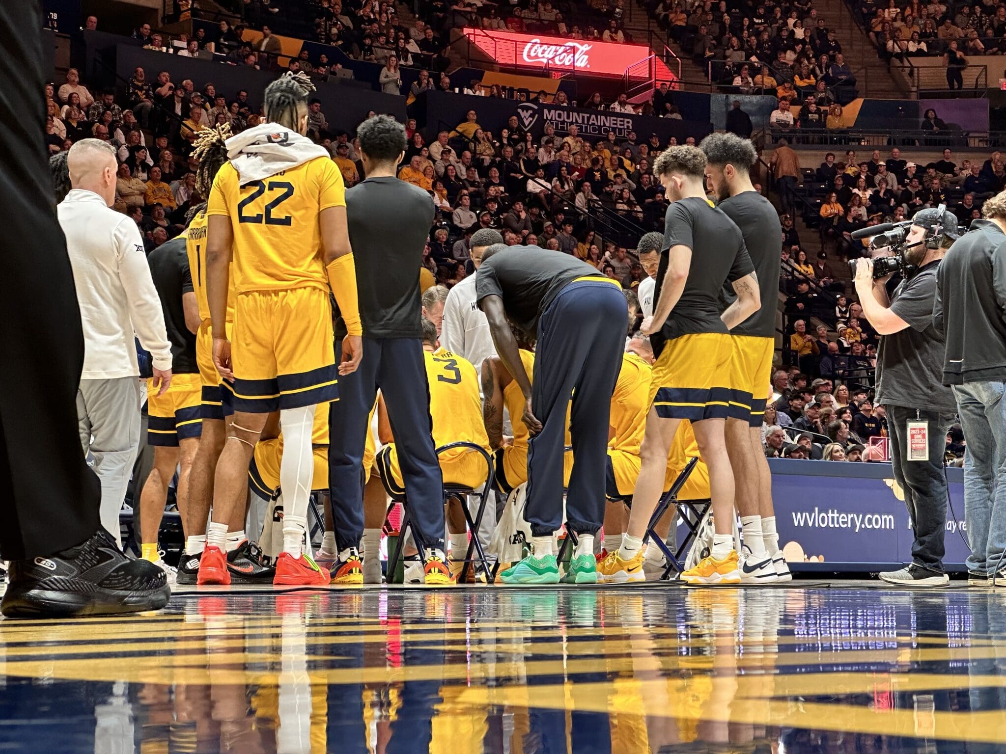 West Virginia Men's Basketball Timeout STOCK