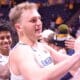 WVU Basketball Tucker DeVries with WVU fans
