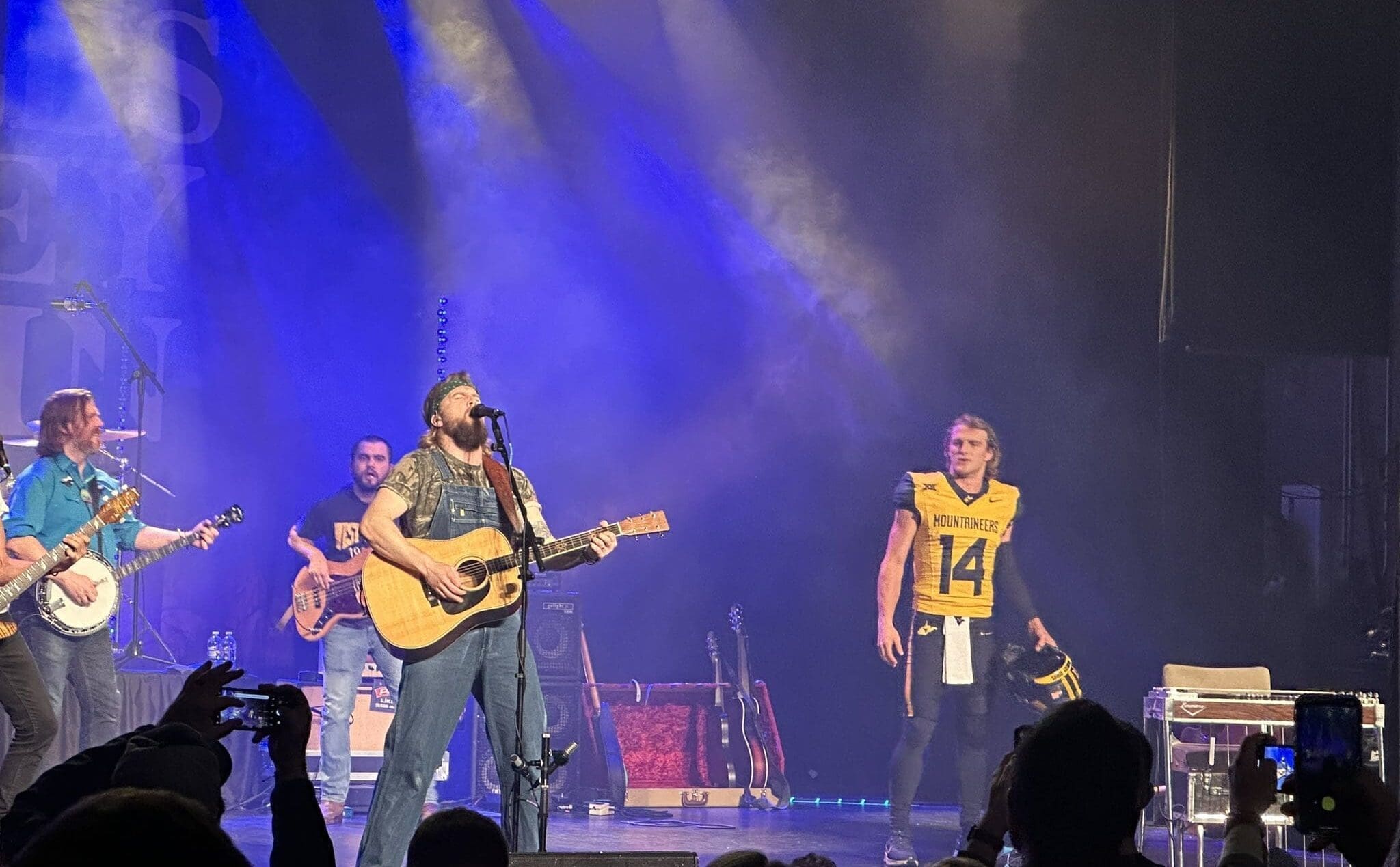 WVU Football QB Garrett Greene Uniform Reveal at Charles Wesley Godwin concert