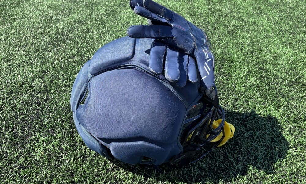 WVU Football practice helmet stock