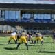WVU Football Offensive Lineman during spring practice