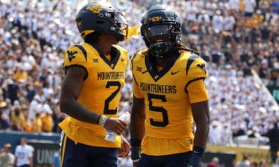 WVU Football WR Jalen Bray and WR Justin Robinson