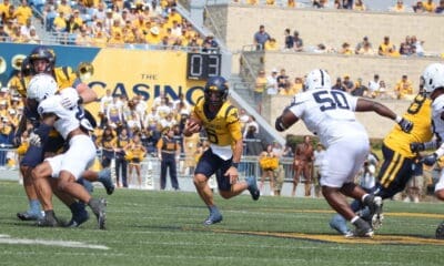 WVU Football QB Garrett Greene scrambling against Penn State