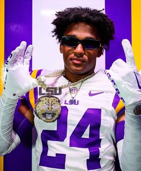 WVU Football DB Jacob Bradford with LSU