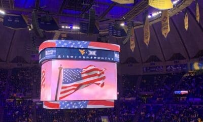 US Flag at WVU Basketball game at Hope Coliseum
