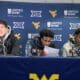 WVU Basketball Treysen Eaglestaff, Honor Huff and Brenen Lorient