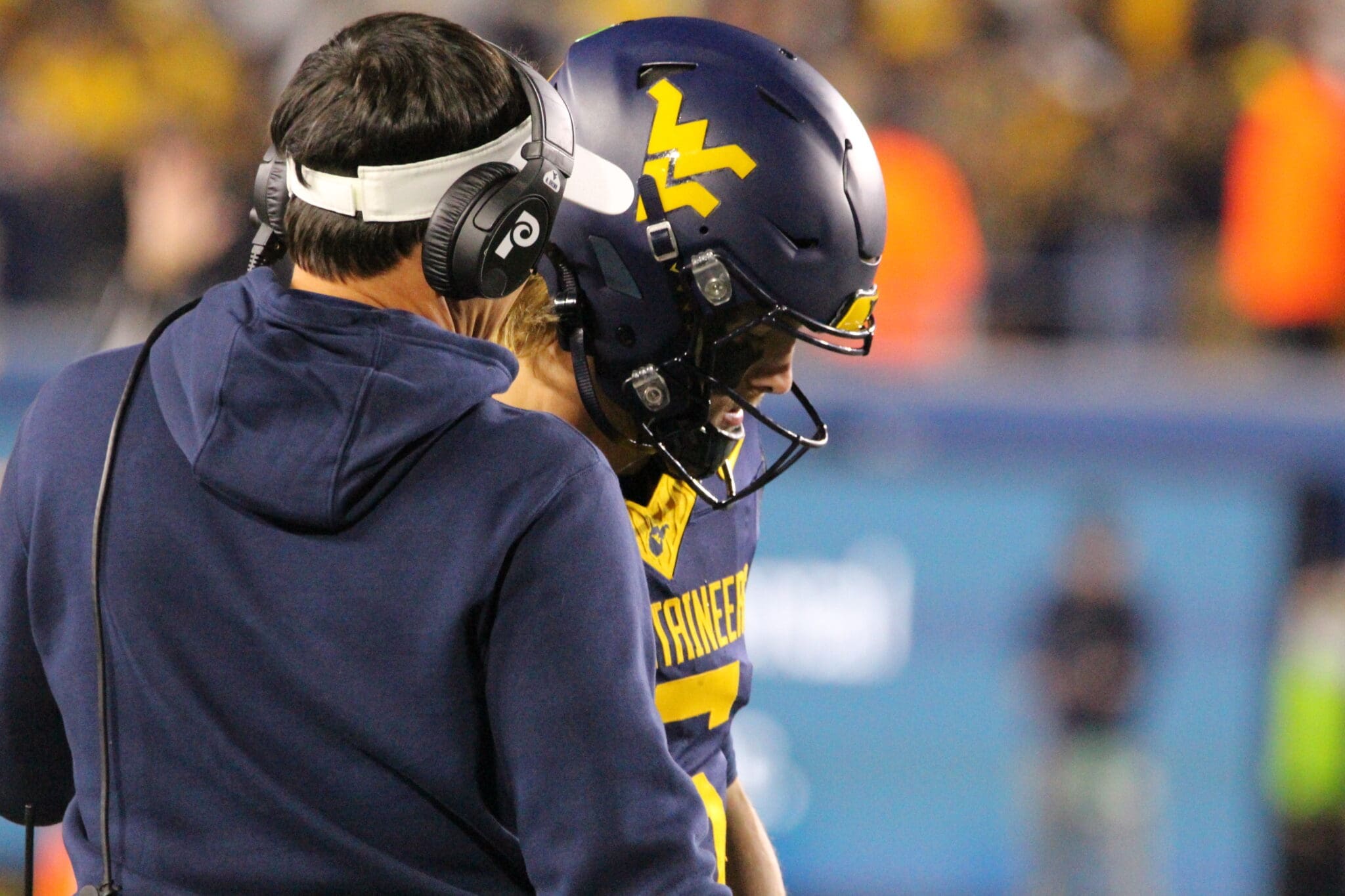 WVU Football HC Neal Brown and Garrett Greene